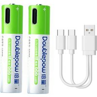 2PCS 3.7V 10440 Rechargeable Lithium Battery AAA 666mWh Lithium-Ion Battery with TYPE-C Cable Fast Charging