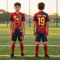 2026 Neues Spezial-Yamal Nr.19 Fan-Fußballtrikot-Set mit Shorts für Damen, Herren und Kinder – Spanien-Fanshirt und Shorts, 2-teiliges Sommer-Set