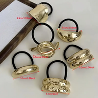 1Pc gold and silver women's alloy hair rope, single and double layered ponytail tied hair, rubber band hair rope hair loop