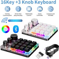 16 Keys 3 Knobs Mechanical Gaming Keyboard USB Wired Bluetooth/ Wireless Programming Macro Mini Keyboard Custom Hot-swap Keypad
