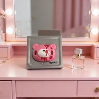 Cute Bear Contact Lens Case with Mirror Tweezers Portable Double Slot Storage Box for Daily Travel