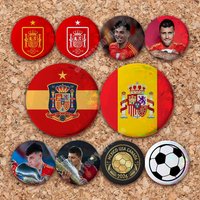 Spain Football 2026 Espana Soccer Button Badge 2PC Sets for Bags & Clothes & Accessories Metal Pin Stylish Decoration