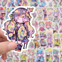 60Pcs Colorful Cute Anime Girl Stickers โโ Trendy Cartoon Character Decals Suitable for Notebooks/Diaries