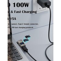 USB-C to DC Adapter Intelligent Digital Display PD 100W Fast Charging Type-C Adapter Laptop Power Connector for Lenovo/HP/Dell
