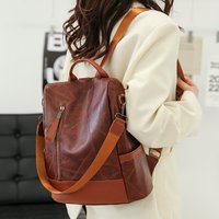 Anti-theft Women’s Backpack Designer High Quality Soft PU Leather Simple Fashion Backpack Large Multi-function Travel Bags