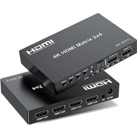 4K HDMI True Matrix Switch 2x4 4x2 Matrix HDMI Video Switch Splitter 2 In 4 out with Optical & R/L Audio Extractor Dolby HDCP2.2