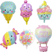 Ice Cream Candy Dessert Cartoon Foil Balloons Birthday Party Candy Bar Food Theme Decoration Helium Balloon