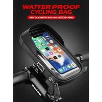 6.4" Waterproof Bike Phone Holder Motorcycle Handlebar Mount Universal for Bicycle Scooter Rotatable Navigation Cycling Tail Bag