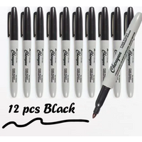 12pcs/set Black Permanent Marker Pens, Fine Tip, Waterproof, Quick Drying,Durable and Long-Lasting,Drawing Pen for Art Painting
