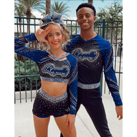 DANDY Girls Newest Cheerleading Uniforms Custom Logo Youth Cheer Uniforms Sets AB Rhinestones Cheer Outfits