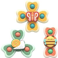 Suction Cup Spinning Top Toys, Insects Sucker Spinner Toys For Kids,Window High Chair Tray Bath Table Airplane Travel Toy