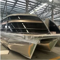 Customized 6m Aluminum Sport Pontoon Boat Unique 8.2m Floating Yacht for Recreational Fishing Leisure Entertainment Outboard