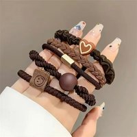 10PCS Headband Leather Band Female High Ponytail Holster Hair Accessories Simple High Elasticity Durable Rubber Band Hair Circle
