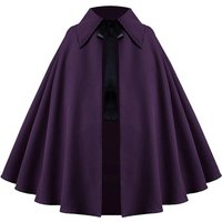 Short Cape Medieval Cape without Hood, Black Cape for Adults, Women Men Wizard Costume Clothing LARP Viking Halloween Vintage Co