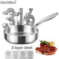 316 Stainless Steel Three-layer Frying Pan 20/22/24/26/28cm Uncoated Wok Pan Non Stick Pots Household Cooking Kitchen Cookware