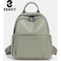 Zency 2026 Summer Soft Genuine Leather Women Backpack Stylish Travel Rucksack College Bag Large Capacity Girls Knapsack
