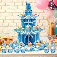 3 Tier Frozen Cupcake Stand Frozen Birthday Party Supplies Frozen Castle Cupcake Stand with Snowflake Cupcake Wrappers and Toppe
