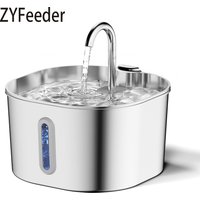 ZYFeeder 2.2L Automatyczna fontanna dla kota Kwadratowy podajnik wody dla zwierząt ze stali nierdzewnej Fontanna dla psa z okienkiem (Bez wtyczki 5V 1A)