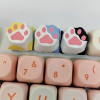 6Pcs Cute Keycaps DIY PBT Cat Claw Office Game Keycap Cross Axis Mechanical Keyboard Key Caps Decoration Accessories