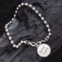 New Arrival Trendy Good Luck Letter Tag Retro Thai Silver Ladies Bracelet Promotion Jewelry For Women New Year Gifts 2025