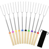 5Pcs Marshmallow Roasting Sticks Extendable 32in Long Metal Barbecue Skewers with Wooden Handle Outdoor Camping Fire Pit Sticks