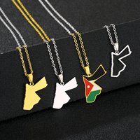 2025 Hashemite Kingdom of Jordan Map Flag Pendant Necklace Stainless Steel Men's and Women's Map Jewelry Gift Necklace