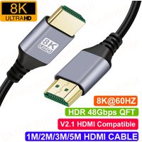 0.5M 1M 2M 3M 5M Nylon Braid 8K@60HZ 7680*4320 4K@120HZ 3840*2160 1080p HDR 48Gbps QFT V2.1 HDMI Compatible Male Extension Cable