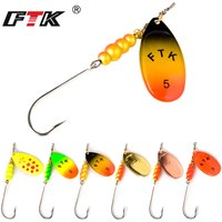FTK 1pcs Fishing Spoons Metal Trout Lures 4g 5g 7.8g 10.5g 15g Hard Bait Sequins Spinner Fishing Spoon with Single Hook