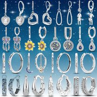 Genuine S925 Silver Multi-Style Drop Hoop Earrings,Inlaid Shiny Zircon,Hypoallergenic Elegant Accessory for Women Daily Gifting