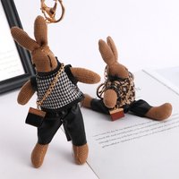 Korean creative Lady Rabbit Keychain cute long foot rabbit exquisite doll car key chain bag Pendant Gift