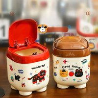 Desktop Trash Can - Small Size, Mini, Cute, with Lid - Desk Storage Bucket, Office Use, Vanity Table Paper Bin