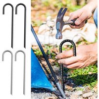 2 Pcs Heavy Duty J Hook Stakes Steel Galvanized Rebar Stakes Camping Stakes Trampoline Anchors Metal Stakes Tent Ground Nails