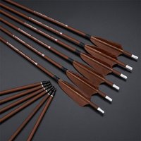 Toparchery 32 Inch Pure Carbon Arrow 400 Spine Wooden Texture Real Feather Hunting Archery Arrows for Compound Recurve Bow