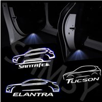 2Pcs Universal Car Door Projector LED Welcome Lights For Santafe Tucson Elantra Logo Wireless Courtesy Lamp Decor Accessories