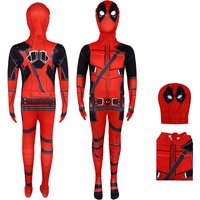 Superhero Deadpool Cosplay Suit Jumpsuit Backpack Accessories Fantasy Movie Character Mask Tights With Sword And Bag Holiday Set