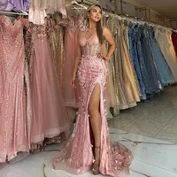 Customized One Shoulder Sleeveless Appliques Prom Gown Sheath Sexy Backless Illusion Perspective Evening Dress Formal Occasion D