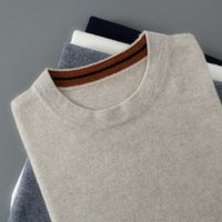Autumn and Winter New Men's Cashmere Sweater Loose Medium Thick Round Neck Color blocked Sweater Business Casual Knitted Base
