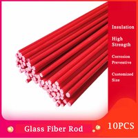 10pcs Red glass fiber Rod Diameter1mm~12mm Insulation and High Temperature Resistance Solid Fiberglass rod Lenght 500mm