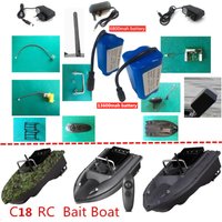 Pièces de rechange pour bateau d'appât de pêche RC intelligent haute vitesse C18 : batterie 7,4 V 6800 mAh, couvercle, chargeur, récepteur, télécommande, moteur, etc.