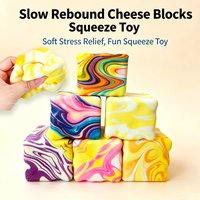 Marble Swirl Slow Rebound Cheese Block Squeeze Toy Soft Stress Relief Fidget Squishy for Adults Anti Anxiety Decompression