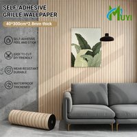 Peel and Stick Faux Wood Slat 3D Wallpaper Waterproof Thickened Grille Wall Sticker for TV Background Living Room Bedroom Decor
