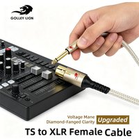 GOLLEY LION XLR Female to 1/4 inch 6.35mm TS Mono Plug Unbalanced Microphone Cable Cord Wire for Dynamic Microphone