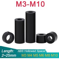10Pcs/Pack New Non-Threaded ABS Spacer PCB Board Support M3-M10 Hollow Standoff Round Black Nylon Washer