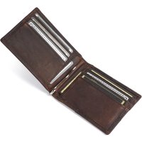 Classic Leather Men’s Bifold Wallet - RFID Blocking Anti-Theft Multiple Portable Cross Style Card Slots | Retro Money Clip Purse