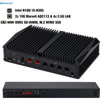 Qotom Mini PC Intel N100/ N305/ N355, 2x 10G Marvell AQC113 & 4x Intel i226V 2.5G LAN, DDR5 Router Appliance for OpenWrt/ Linux