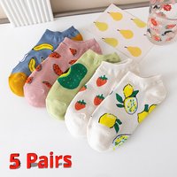 5 Paires de Chaussettes Amusantes pour Femmes, Printemps et Automne, Fruits, Avocat, Citron, Harvey gels, Harajuku, Bateau Décontracté