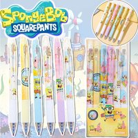 6Pcs/Set SpongeBob Kawaii Erasable Pens 0.5mm blue Gel Pen Waterproof Stationery School Writing supplies for Notebook Student