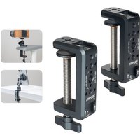 Photography C Clamp, Aluminum Table C-clamp with 1/4" and 3/8" Hole for Photo Studio Video DSLR, Camera Desktop Mount Table Desk