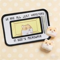 1PC We Are All Just Hamsters Microwave Embroidered Patch Iron On Statement Badge DIY Gift For Clothes Cap Bag Jacket Trucker Hat