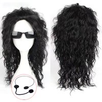 Michael Jackson Cosplay Michael Cosplay Black Wig Michael Role Play Medium Long Curly Black Hair Wig For Women Men Halloween
